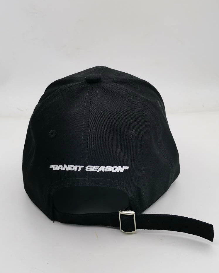 Distressed Embroidered Cap - Black/White