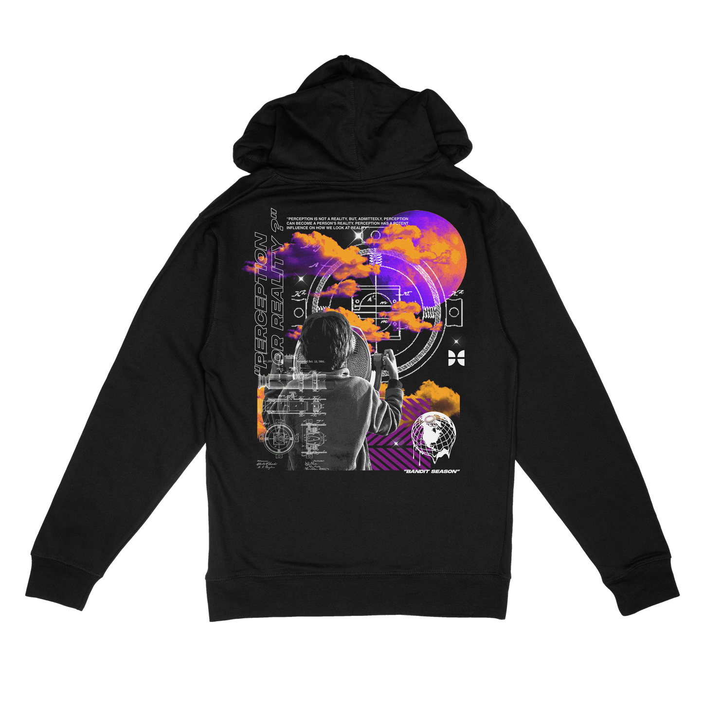 "POR" Reflective Hoodie - Black