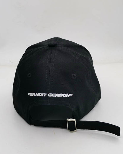 Distressed Embroidered Cap - Black/White