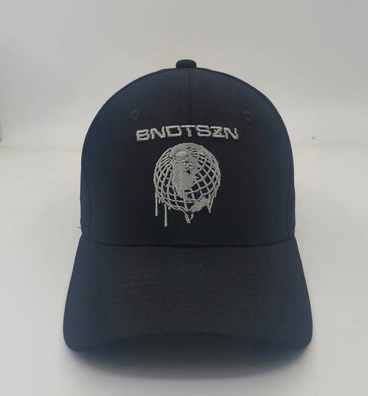 DISTRESSED EMBROIDERED CAP - BLACK/GREY