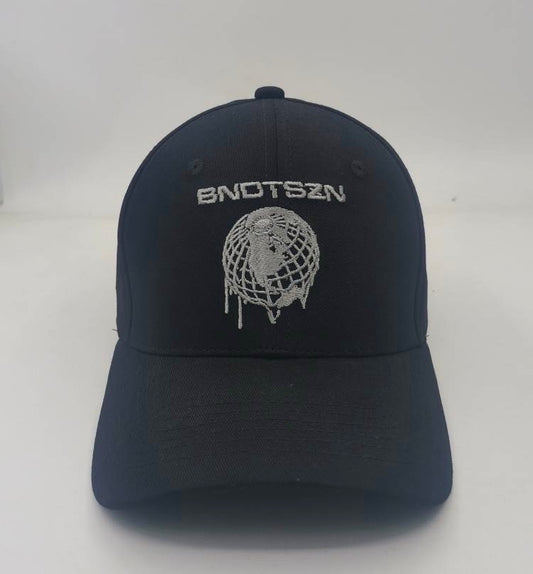 DISTRESSED EMBROIDERED CAP - BLACK/GREY